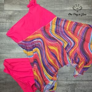 Bidaso One Shoulder Ring Swimdress Tankini Swimsuit Size 4XL